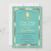 Gold Mandala Mint Green First Heilige Communie Kaart (Voorkant)