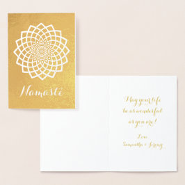Gold Mandala Namaste Wenskaart Folie Kaarten