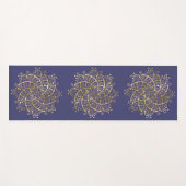 Gold Mandala Navy Blue Boho Yogamat (Voorkant (horizontaal))