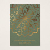Gold Mandala & Olive Green Earring Holder Display Visitekaartje (Achterkant)