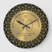 Gold Mandala op Black 50th Wedding Jubileum Grote Klok (Voorkant)