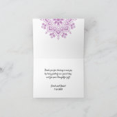Gold Mandala op Paarse bruiloft Bedankkaart (Binnen)