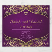 Gold Mandala op Paarse bruiloft Sparkling Wijnetiket (Enkel label)