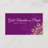 Gold Mandala op Paarse Eggplant Plum Color Kaart (Achterkant)