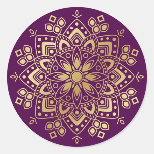 Gold Mandala op Paarse envelop Stickers (Voorkant)