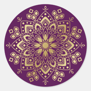 Gold Mandala op Paarse envelop Stickers