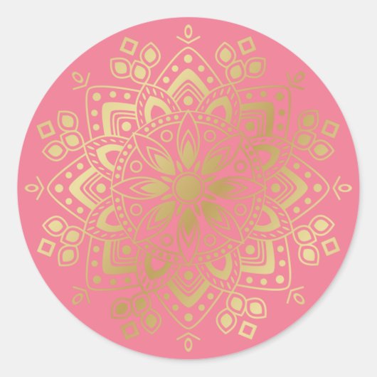 Gold Mandala op roze  envelop Sticker (Voorkant)
