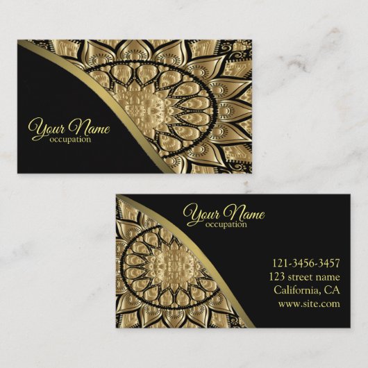 Gold Mandala op zwart Visitekaartje (Voorkant / Achterkant)
