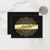 Gold Mandala op zwarte achtergrond Dank u Notitiekaartje (Voorkant / Achterkant in situ)