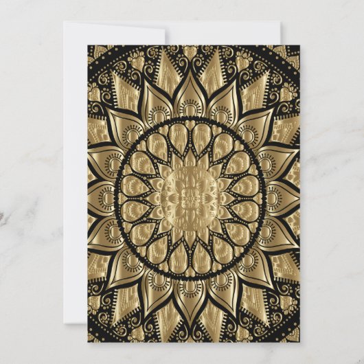 Gold Mandala op zwarte achtergrond Kaart (Achterkant)