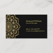 Gold Mandala op zwarte achtergrond Visitekaartje (Achterkant)