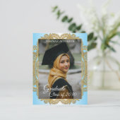 Gold Mandala over blauwe Afstuderen Briefkaart (Staand voorkant)