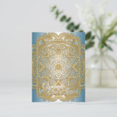Gold Mandala over Blauwgroen blauw Afstuderen Briefkaart (Staand voorkant)