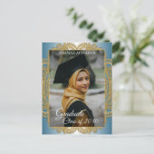 Gold Mandala over Blauwgroen blauw Afstuderen Briefkaart (Staand voorkant)