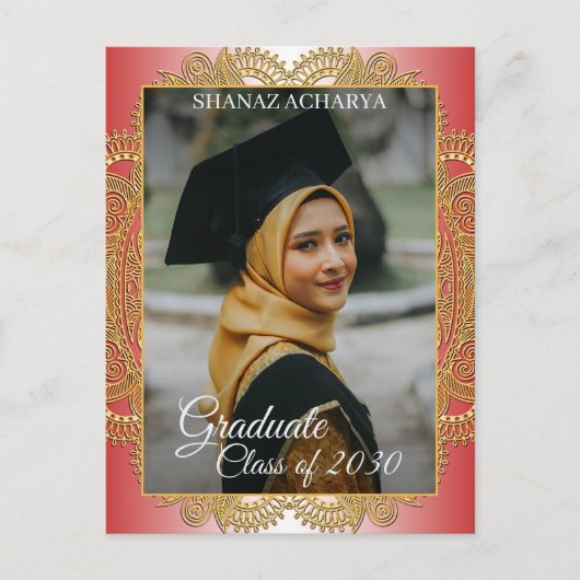 Gold Mandala over de aankondiging van het rode Afs Briefkaart (Voorkant)