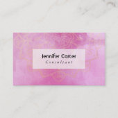 Gold Mandala over getextureerde dieproze Waterverf Visitekaartje (Voorkant)