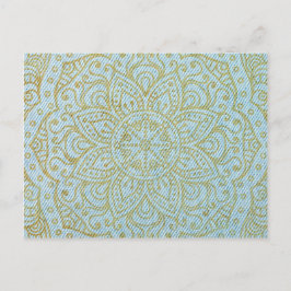 Gold Mandala over lichte blauwe jans Briefkaart