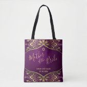 Gold Mandala over Paarse moeder van de Bride Tote Bag (Voorkant)