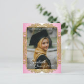 Gold Mandala over roze Afstuderen aankondiging Briefkaart (Staand voorkant)