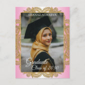 Gold Mandala over roze Afstuderen aankondiging Briefkaart (Voorkant)