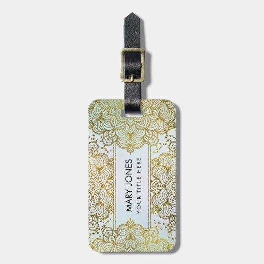 Gold Mandala over waterverf Bagagelabel (Voorkant verticaal)
