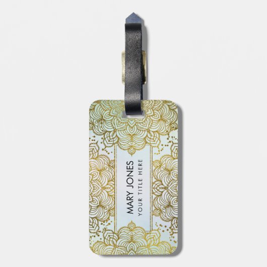 Gold Mandala over waterverf Bagagelabel (Achterkant verticaal)