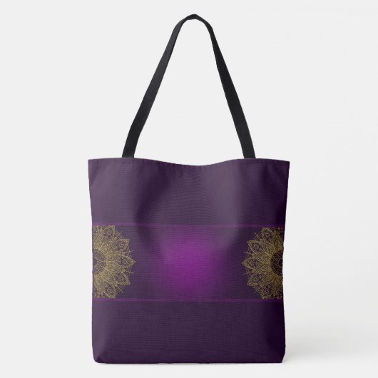 Gold Mandala Paarse monogram Canvas tas (Achterkant)