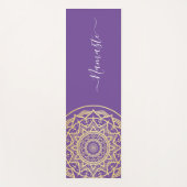 Gold Mandala Paarse Namaste Script Yogamat (Voorkant)