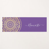 Gold Mandala Paarse Namaste Script Yogamat (Voorkant (horizontaal))