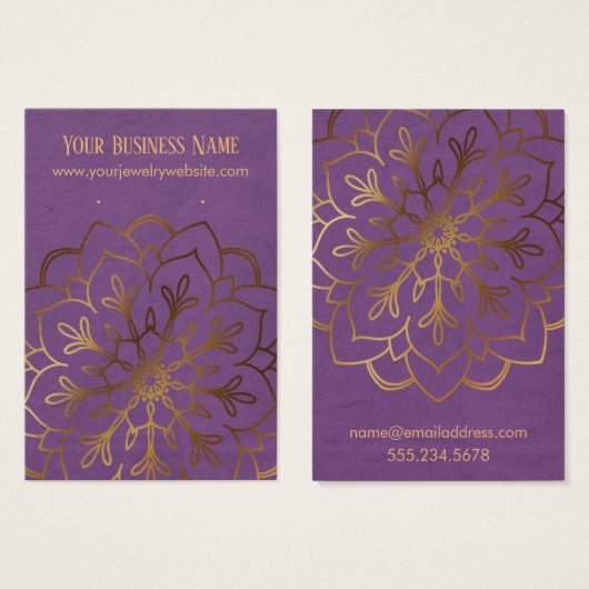 Gold Mandala & Paarse verhuurder Kaarten Visitekaartje (Voorkant /achterkant)