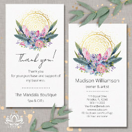 Gold Mandala Pink Crystals Spa Spiritueel Dank u Visitekaartje