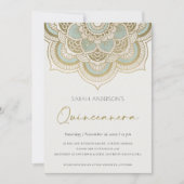 Gold Mandala Quinceañera 15 Birthday Invite Bedankkaart (Voorkant)