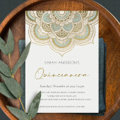  Gold Mandala Quinceañera 15 Birthday Invite Bedankkaart