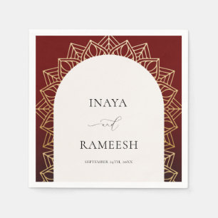 Gold Mandala Red Indian Wedding Servet