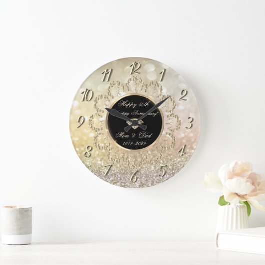 Gold Mandala Rozen Bokeh 50ste bruiloft Jubileum Grote Klok (Huis)