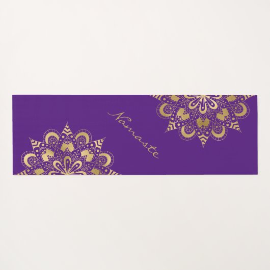 Gold Mandala Script Namaste Yogamat (Achterkant (horizontaal))
