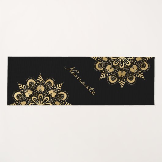 Gold Mandala Script Namaste Yogamat (Voorkant (horizontaal))