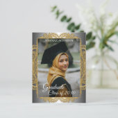 Gold Mandala Silver Grey Afstuderen kondiging Briefkaart (Staand voorkant)