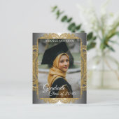 Gold Mandala Silver Grey Afstuderen kondiging Briefkaart (Staand voorkant)