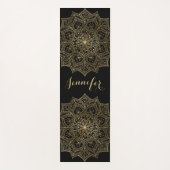 Gold Mandala ventilator Aangepaste naam zwart Yoga Yogamat (Voorkant)