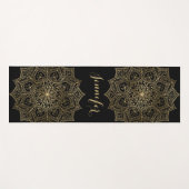 Gold Mandala ventilator Aangepaste naam zwart Yoga Yogamat (Voorkant (horizontaal))
