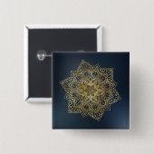 Gold Mandala Vierkante Button 5,1 Cm (Voorkant /achterkant)