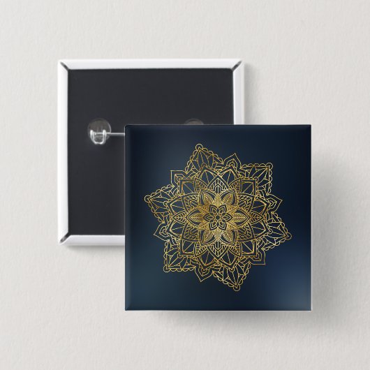 Gold Mandala Vierkante Button 5,1 Cm (Voorkant /achterkant)