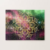 Gold Mandala waterverf nebula yoga zen Legpuzzel (Horizontaal)