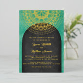 Gold Mandala Wedding Folie Uitnodiging (Staand Voorkant)