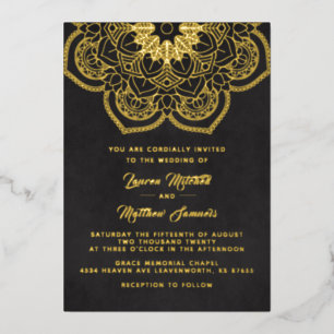 Gold Mandala Wedding Folie Uitnodiging