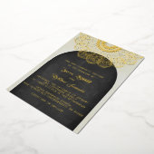 Gold Mandala Wedding Folie Uitnodiging (Gedraaid)