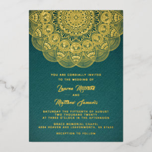 Gold Mandala Wedding Folie Uitnodiging