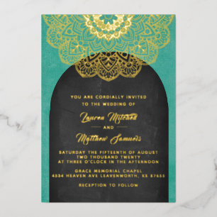 Gold Mandala Wedding Folie Uitnodiging