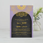 Gold Mandala Wedding Folie Uitnodiging (Staand Voorkant)